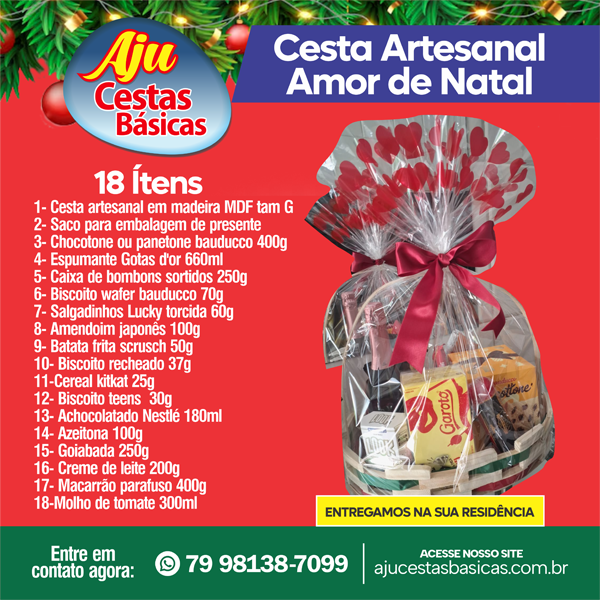 CESTA ARTESANAL AMOR DE NATAL 18 ÍTENS