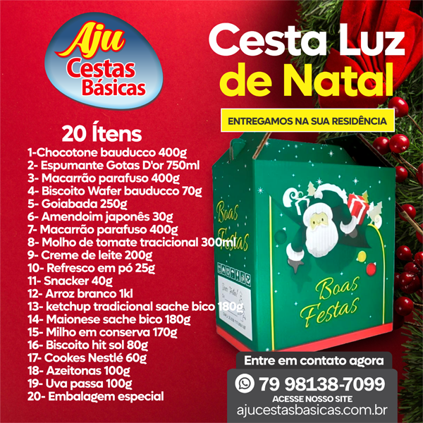 CESTA LUZ DE NATAL 20 ÍTENS
